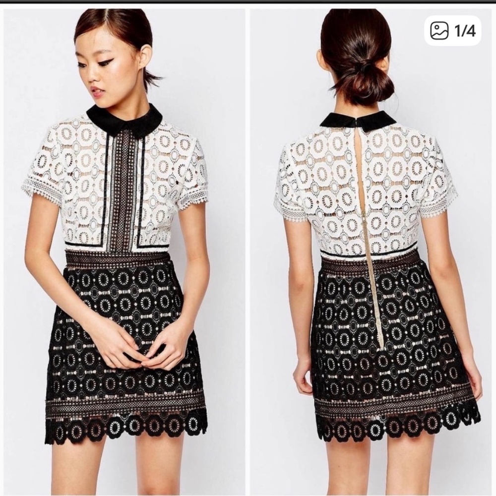 Self portrait- inspired dress collared mini lace XS
